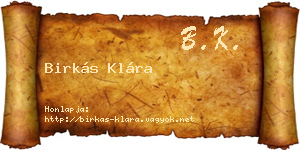 Birkás Klára névjegykártya