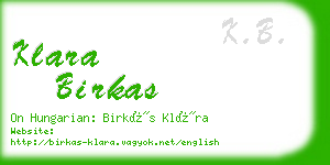 klara birkas business card